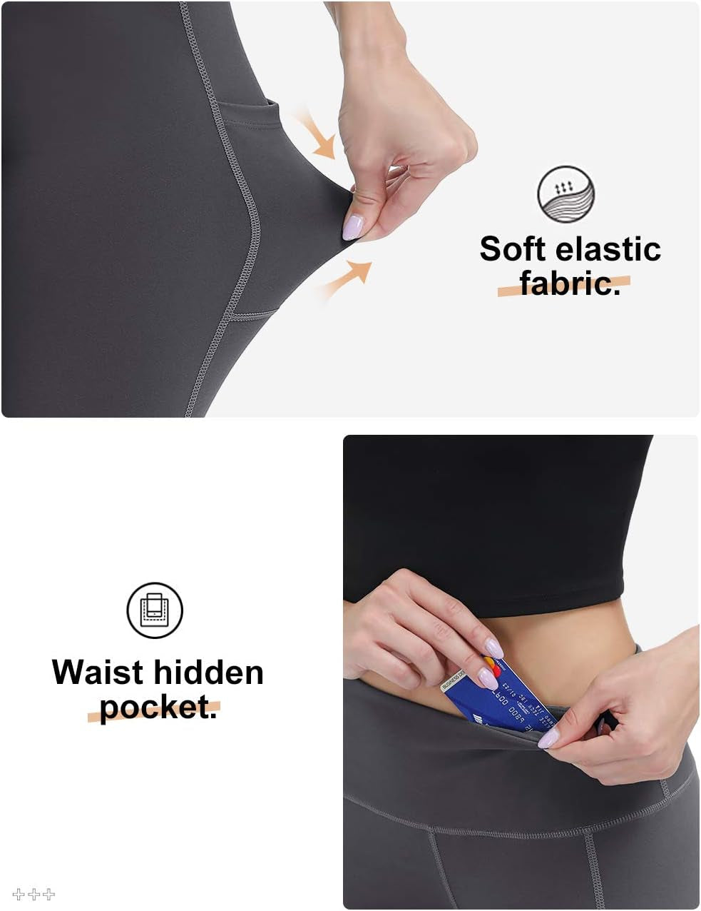 Anti-Nail Leggings for Women, Non-See-Through Yoga Pants with Phone Pockets, Tummy Control Full-Length/Capri Tights