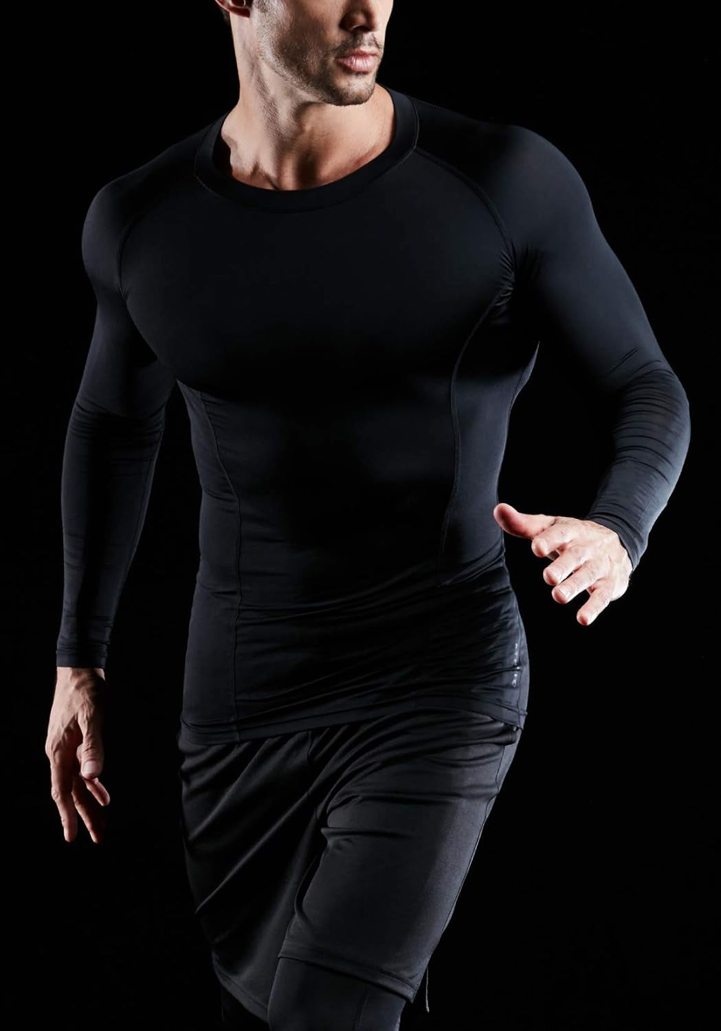 CLSX Men'S UPF 50+ Long Sleeve Compression Shirts, Water Sports Rash Guard Base Layer, Athletic Workout Shirt, 3Pack Dark Black/Dark Charcoal/Pure White, X-Large