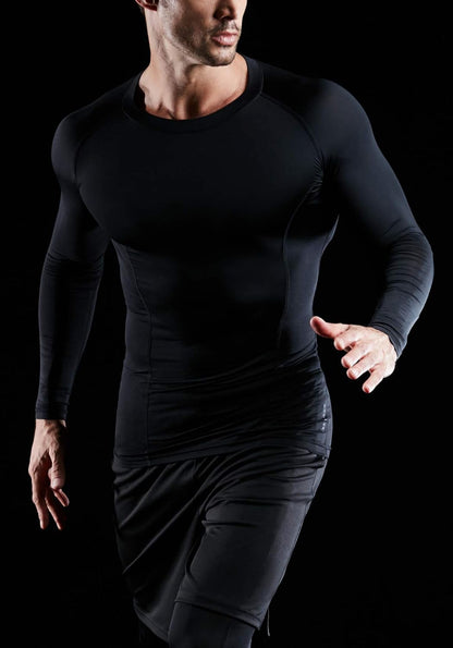 CLSX Men'S UPF 50+ Long Sleeve Compression Shirts, Water Sports Rash Guard Base Layer, Athletic Workout Shirt, 3Pack Dark Black/Dark Charcoal/Pure White, X-Large