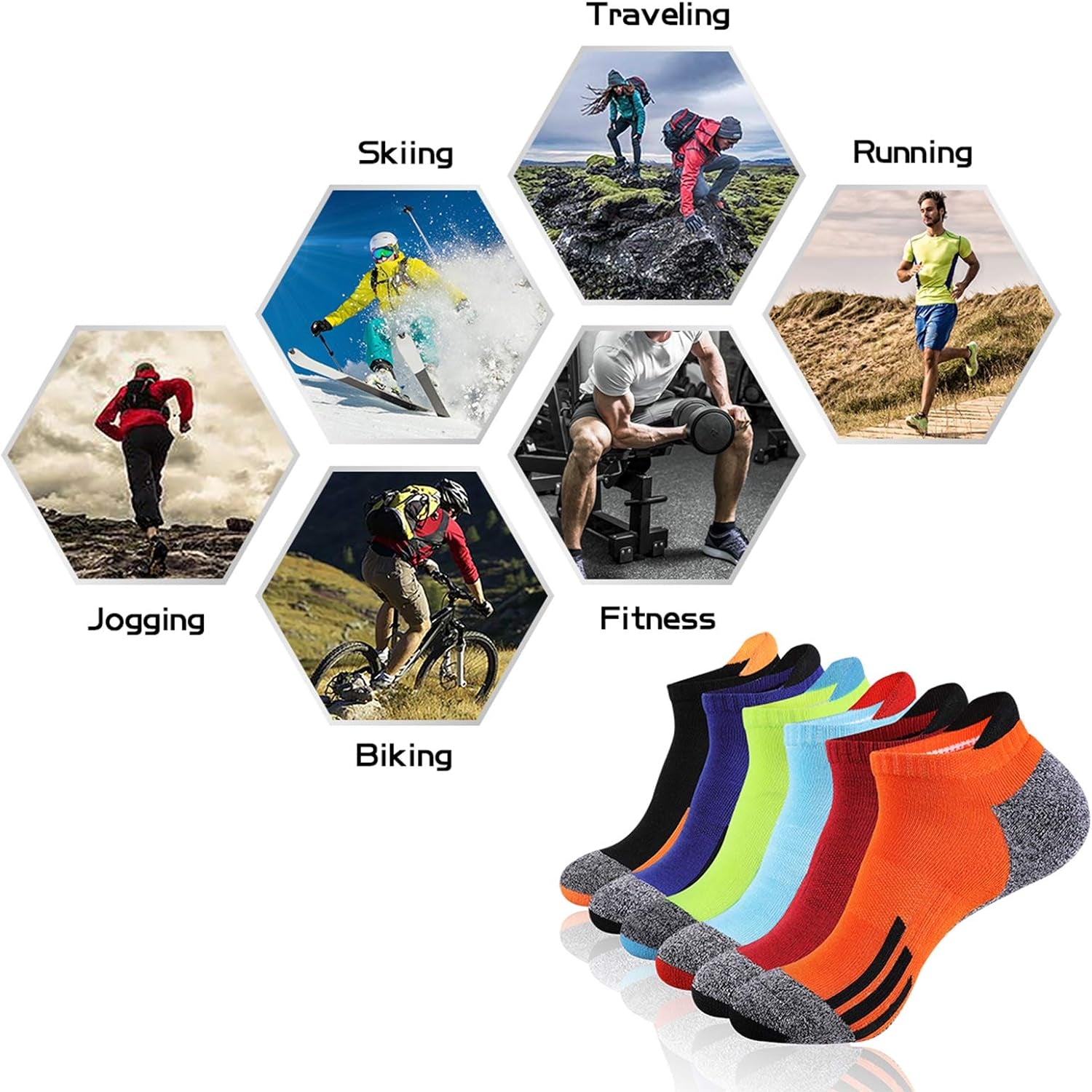 Mens Ankle Low Cut Athletic Tab Socks for Men Sport Comfort Cushion Sock 6 Pack