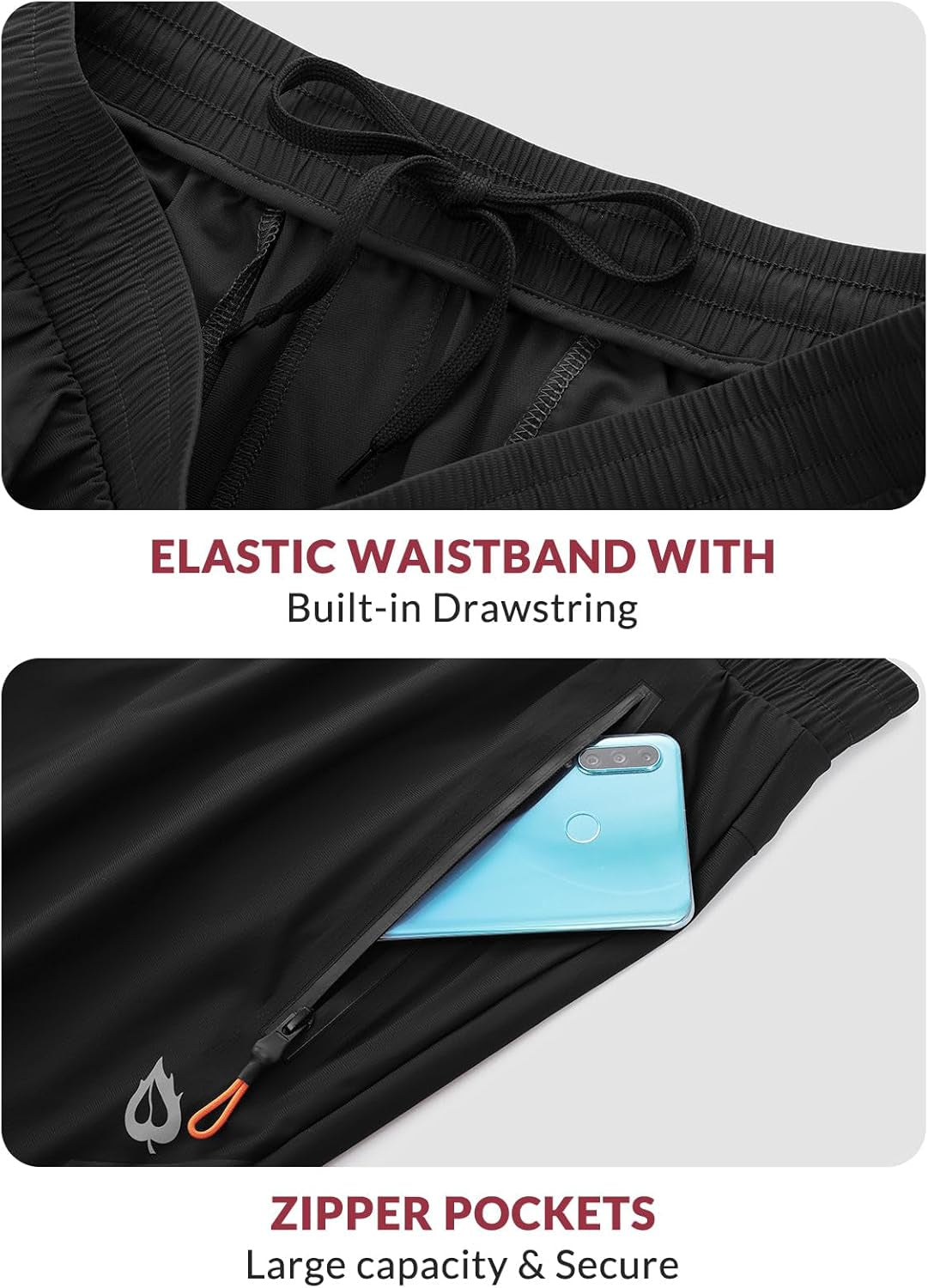 Men'S Joggers Pants Athletic Workout Track Running Gym Lightweight Quick Dry Tapered Jogger Zipper Pockets